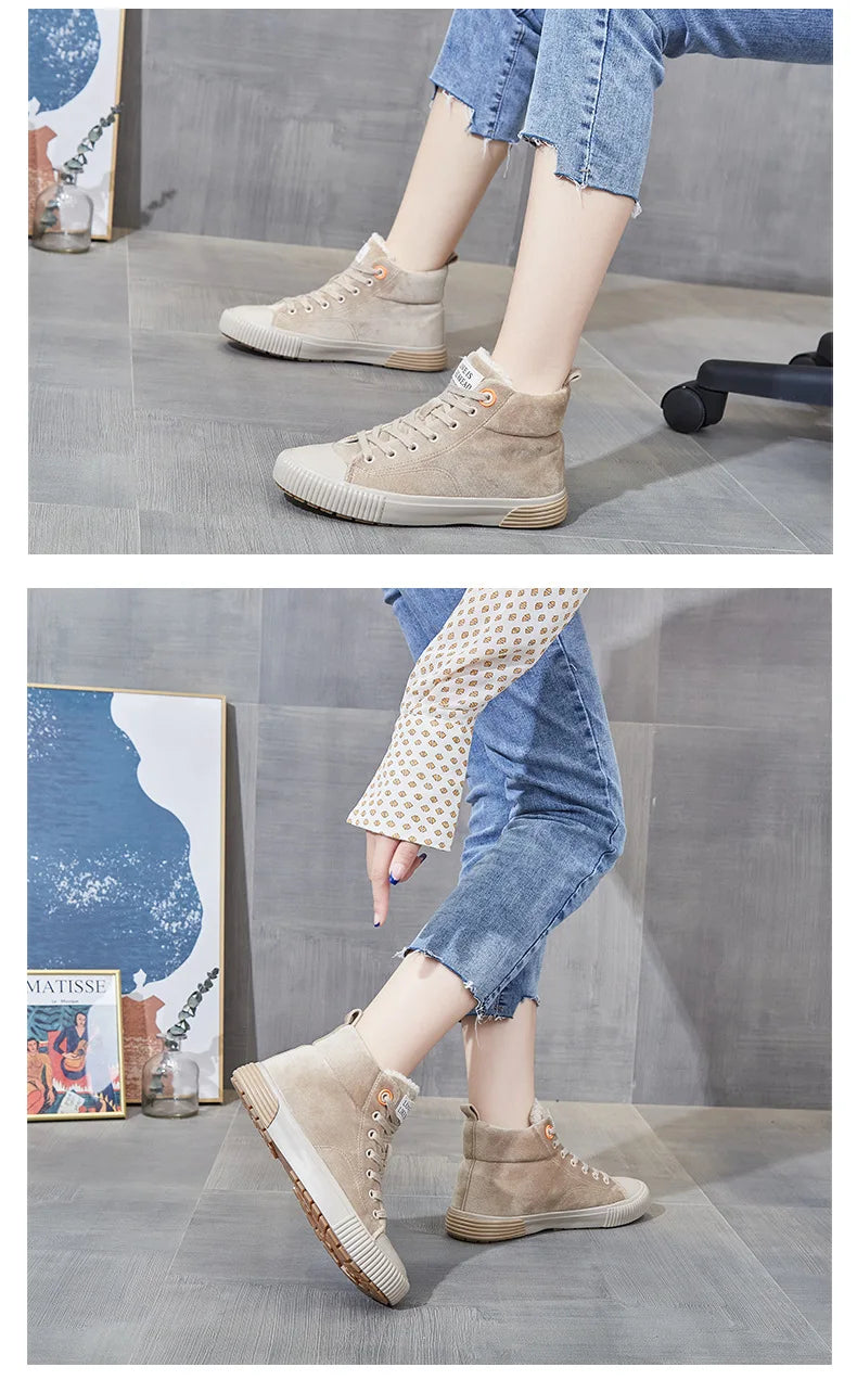 Sneakers Femme Hiver - Chaussures Casual Chaudes Confortables Outdoor