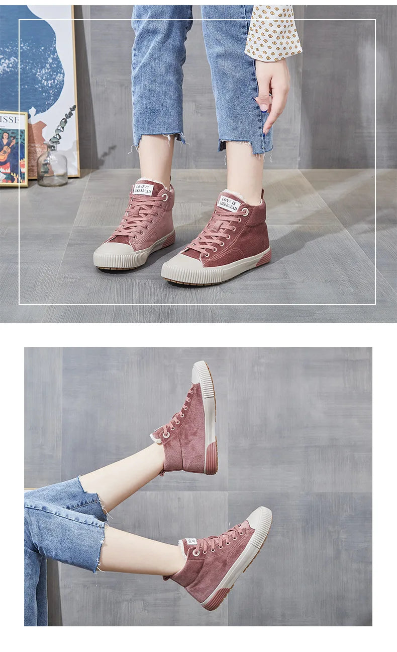Sneakers Femme Hiver - Chaussures Casual Chaudes Confortables Outdoor