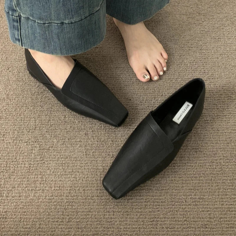 Mocassins Femme Cuir - Bout Carré Confort Marche Hiver 2025