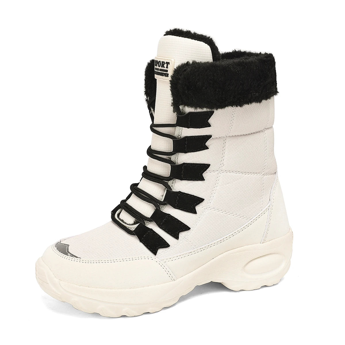 Bottes Neige Femme - Mi-Mollet Imperméables Lacets Chaudes Hiver