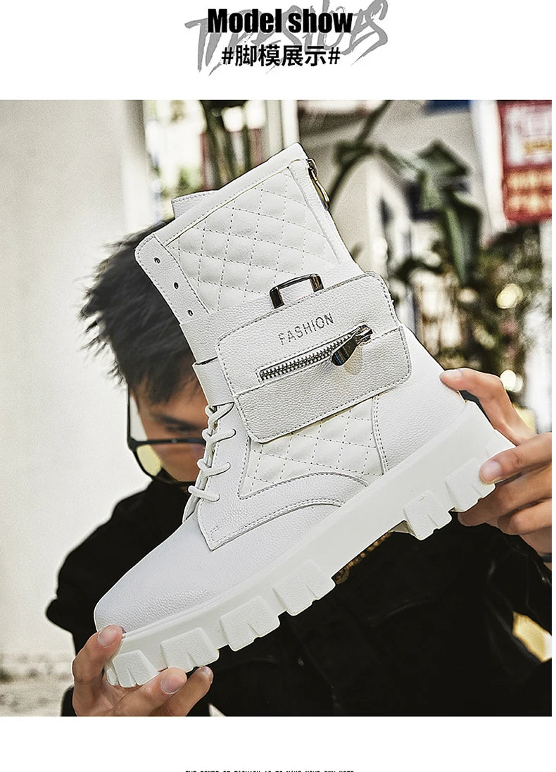 Bottines Homme Casual Hiver - Sneakers Montantes Zip Confort