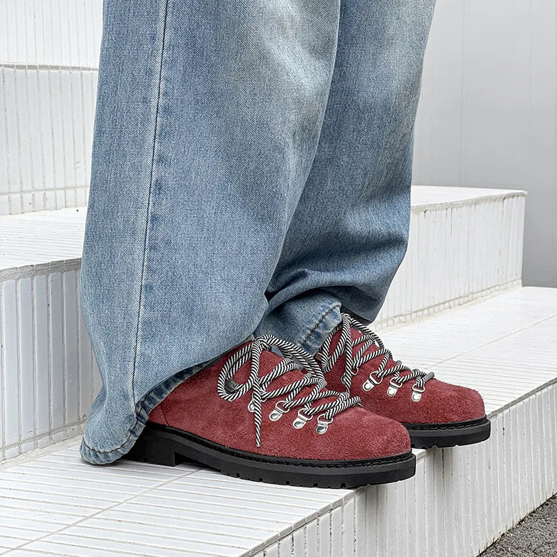 Chaussures Derby Mixte 2025 - Daim Cuir Unisexe Semelle Épaisse