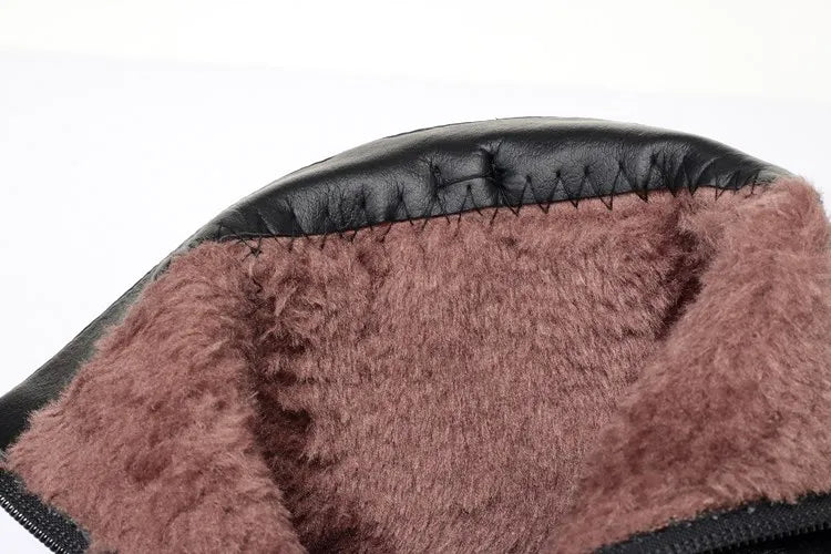 Bottines Femme Cuir Hiver - Fourrées Laine Chaudes Talons Moyens
