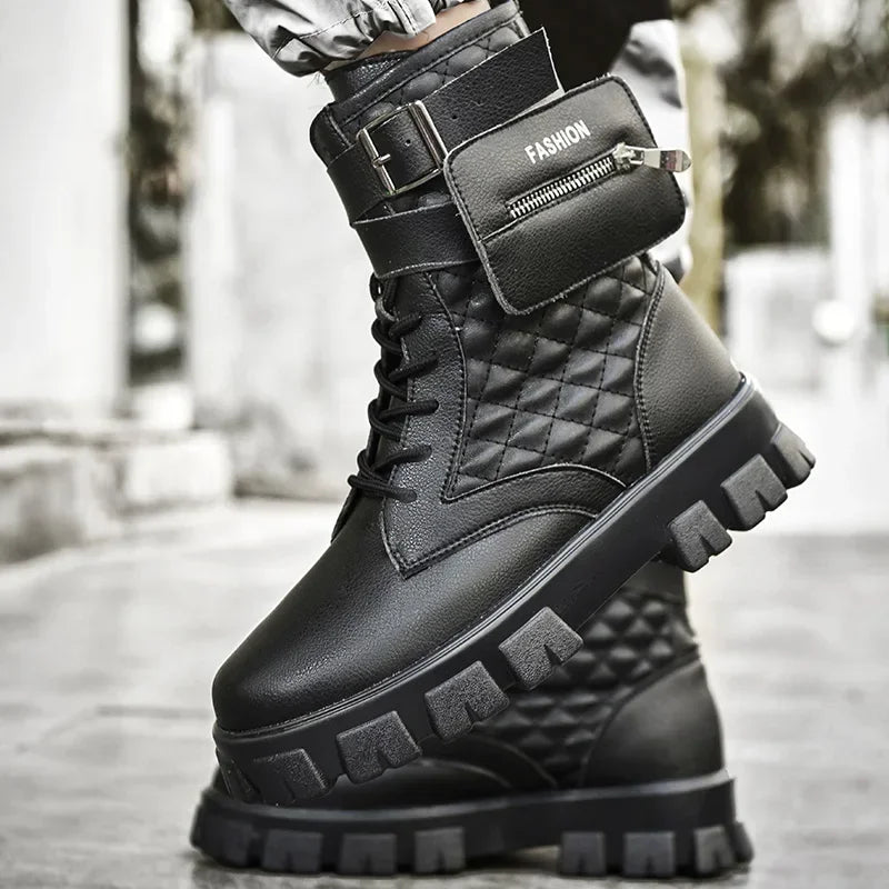 Bottines Homme Casual Hiver - Sneakers Montantes Zip Confort