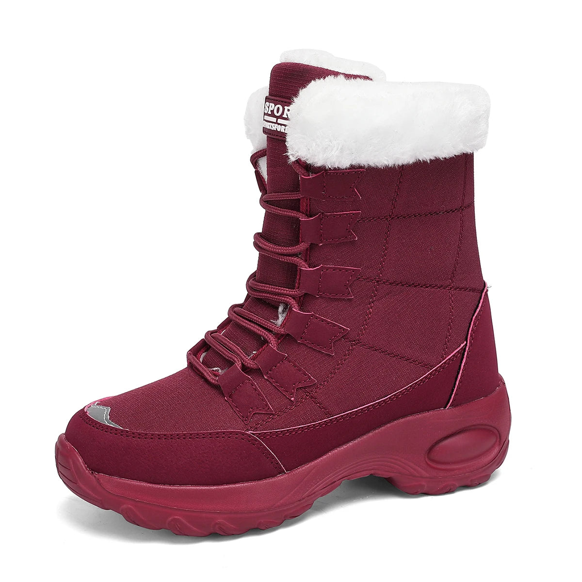 Bottes Neige Femme - Mi-Mollet Imperméables Lacets Chaudes Hiver