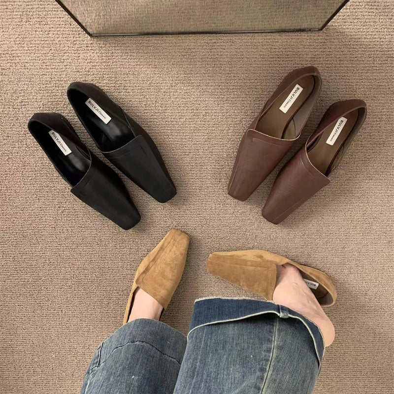 Mocassins Femme Cuir - Bout Carré Confort Marche Hiver 2025