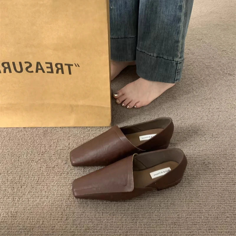 Mocassins Femme Cuir - Bout Carré Confort Marche Hiver 2025