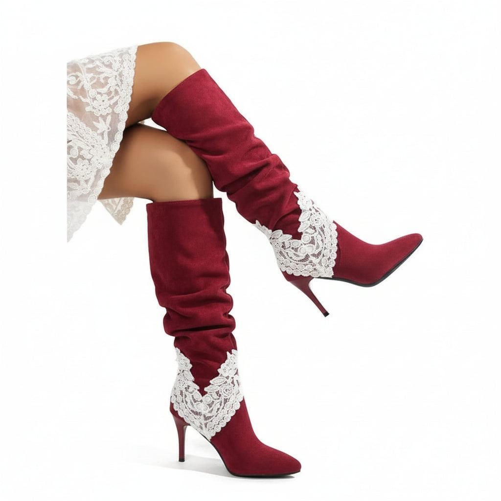 Bottes Hautes Femme - Talons Aiguilles Genou Daim Automne Hiver