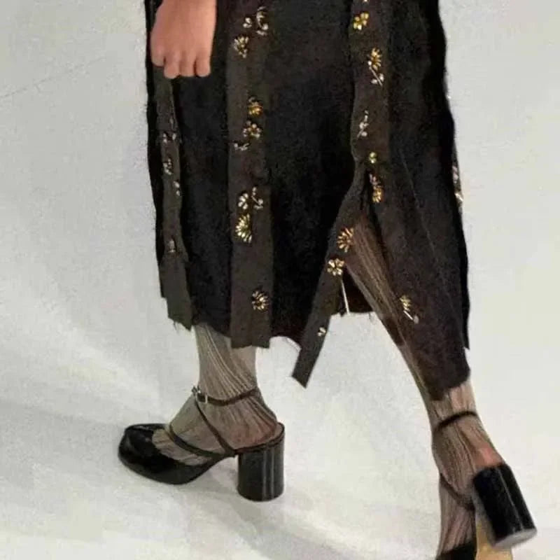 Escarpins Femme Tabi - Talons Épais Bout Fendu Cuir Verni Tendance