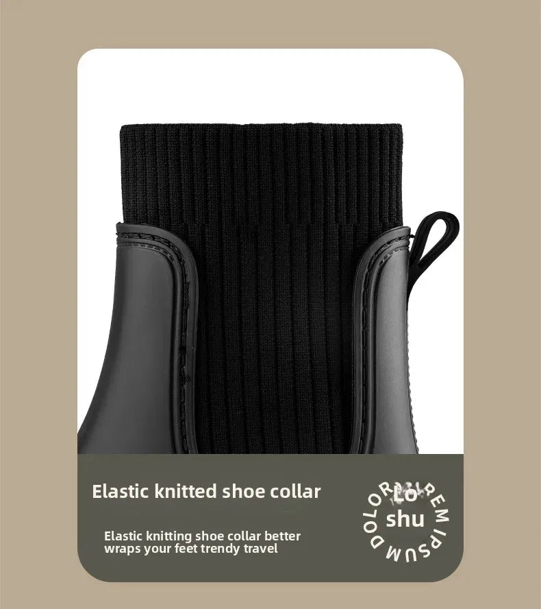 Bottes Pluie Femme Chelsea - Imperméables Semelle Épaisse Tendance