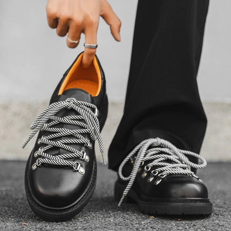 Chaussures Derby Mixte 2025 - Daim Cuir Unisexe Semelle Épaisse