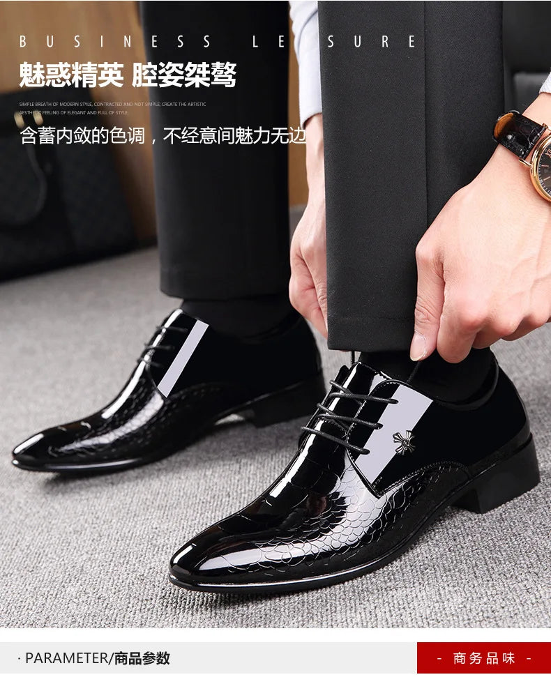 Chaussures Oxford Homme Mariage - Cuir Verni Bout Pointu Luxe