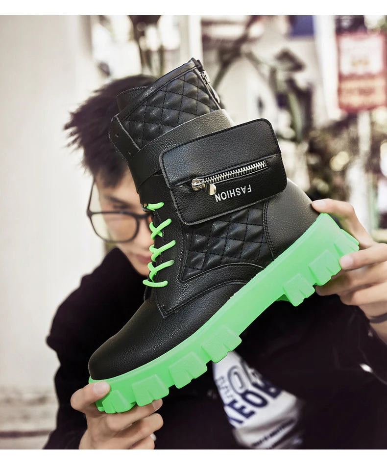 Bottines Homme Casual Hiver - Sneakers Montantes Zip Confort