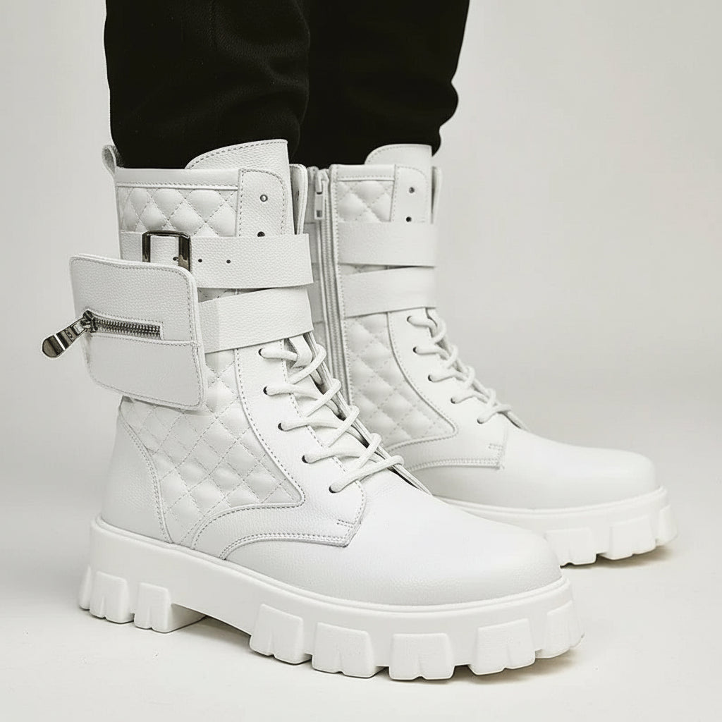 Bottines Homme Casual Hiver - Sneakers Montantes Zip Confort