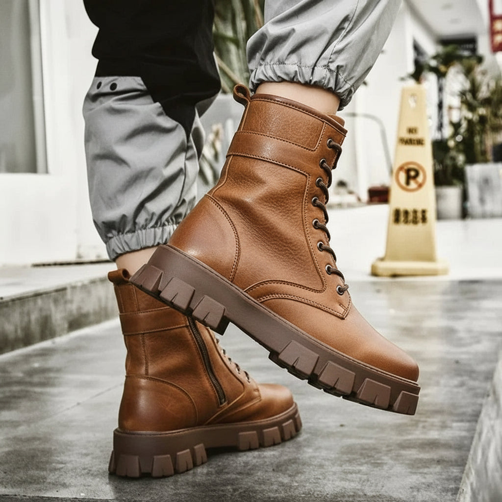 Bottines Homme Casual Hiver - Sneakers Montantes Zip Confort