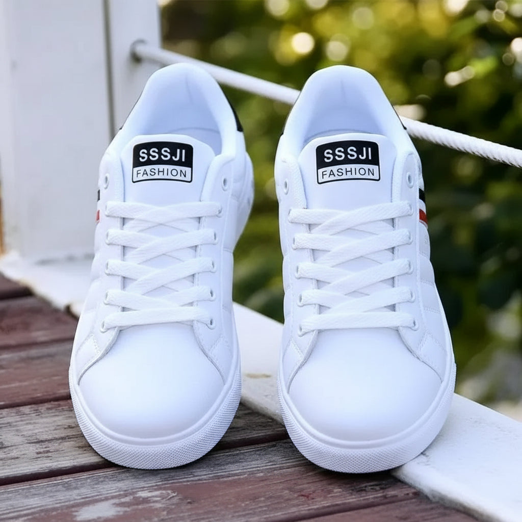 Sneakers Homme Blanches - Casual Cuir PU Légères Respirantes Sport