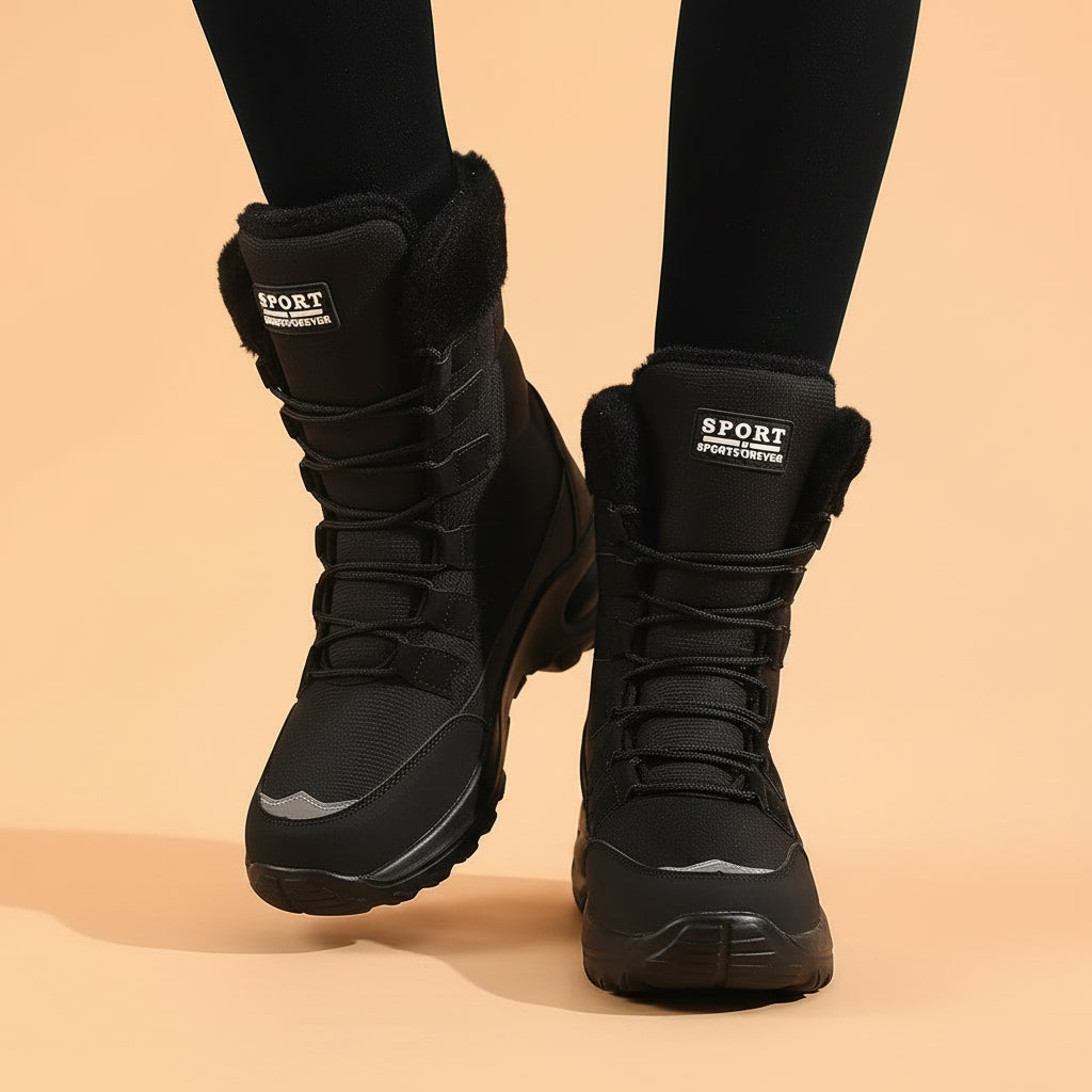 Bottes Neige Femme - Mi-Mollet Imperméables Lacets Chaudes Hiver