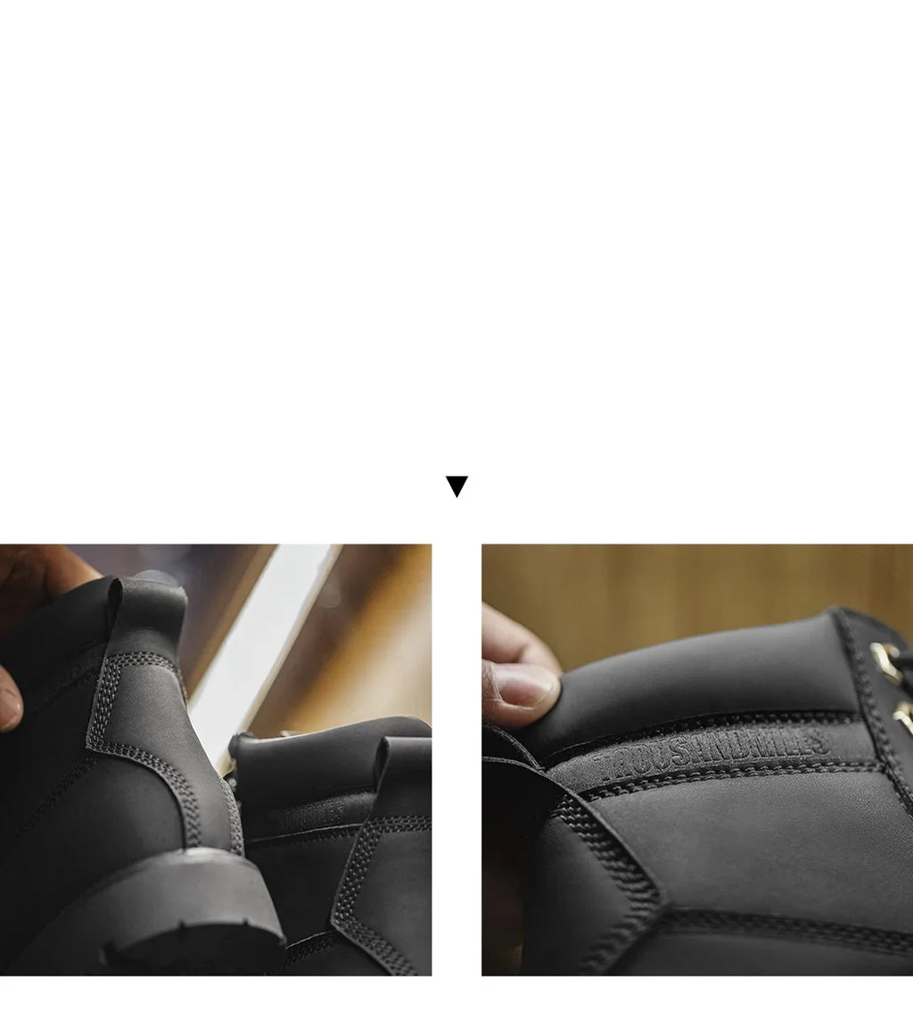 Bottes Homme Mi-Mollet Noires - Fourrées Travail Outdoor Rétro