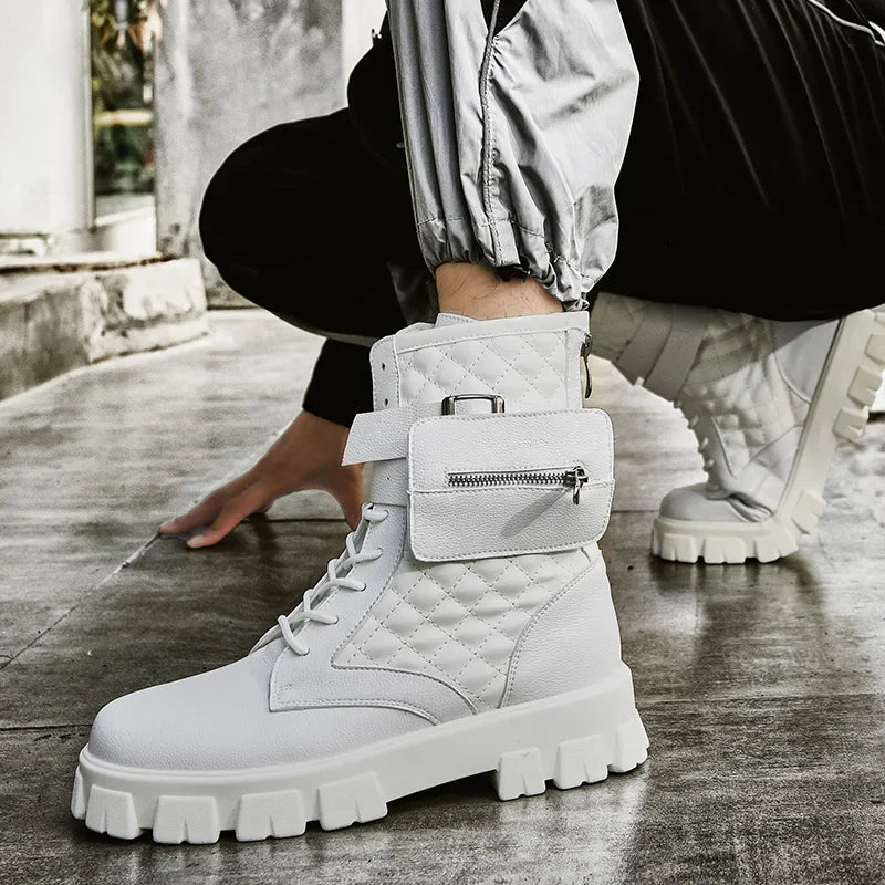 Bottines Homme Casual Hiver - Sneakers Montantes Zip Confort