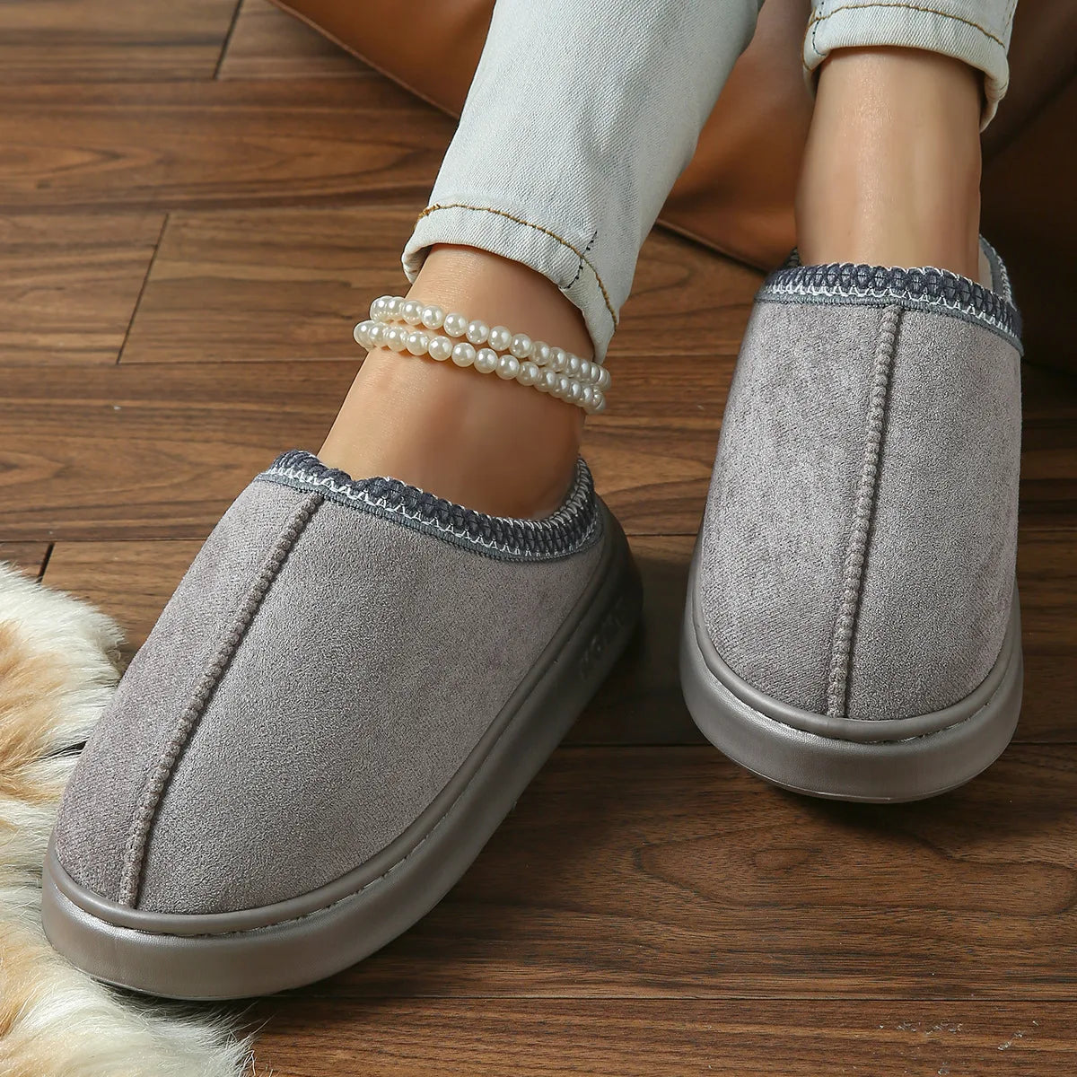 Pantoufles Hiver Femme - Intérieur Peluche Antidérapantes Chaudes