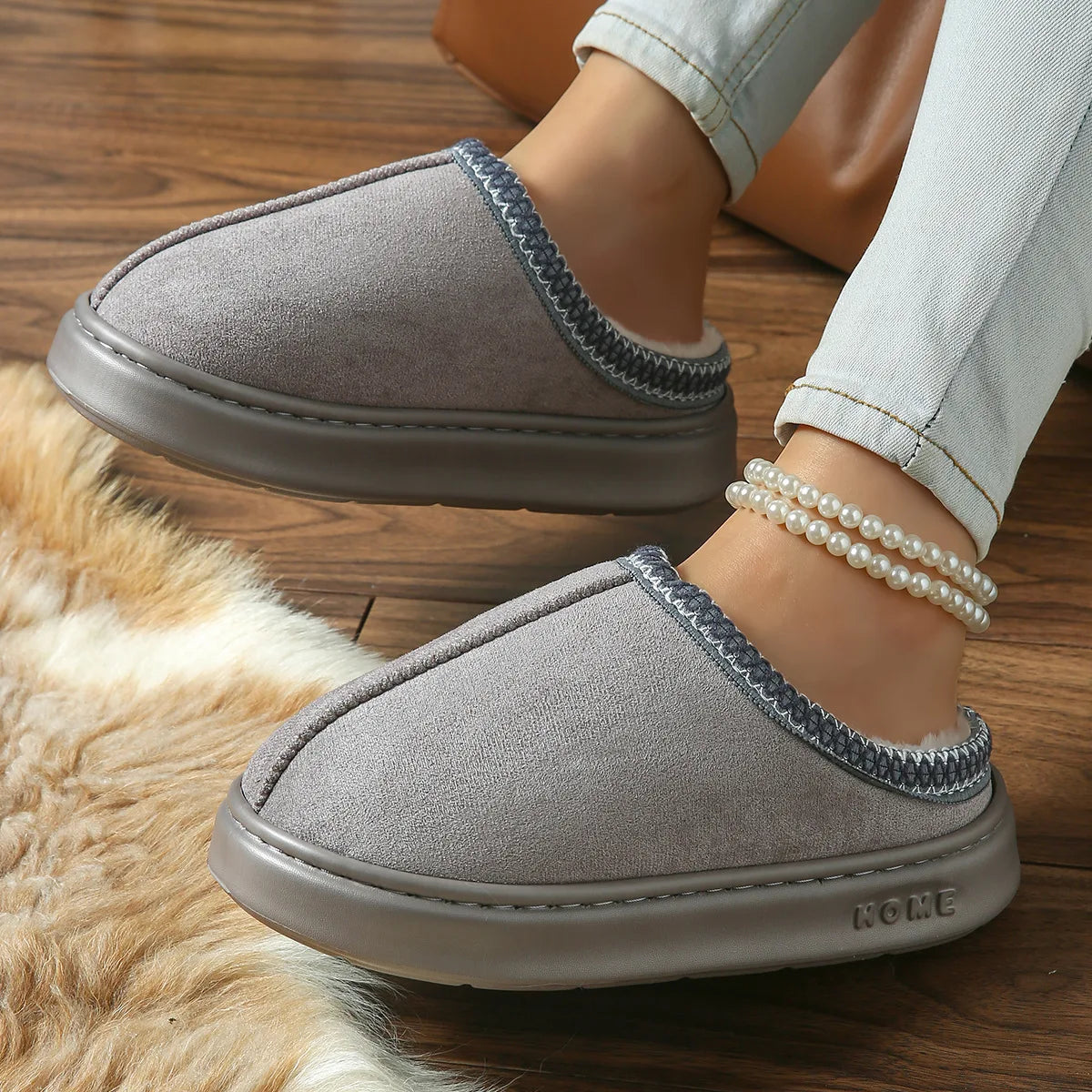 Pantoufles Hiver Femme - Intérieur Peluche Antidérapantes Chaudes