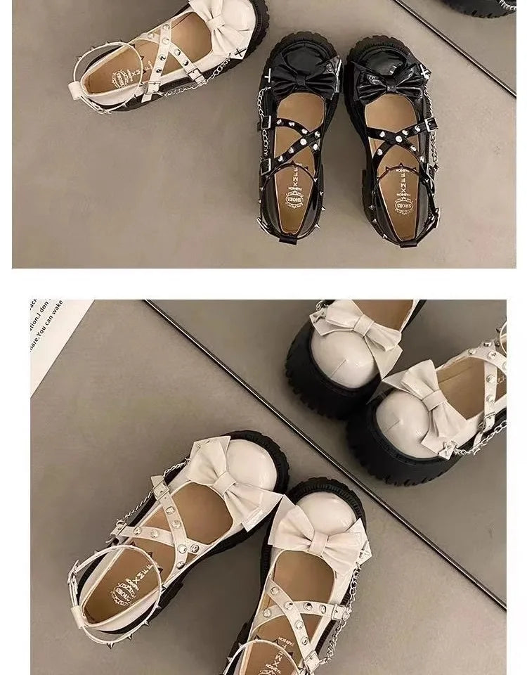 Chaussures Mary Jane Femme - Plateforme Punk Gothic Nœuds 2025