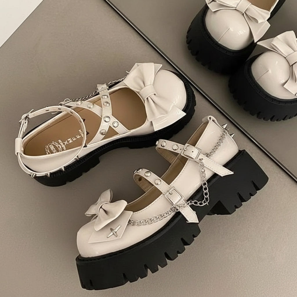 Chaussures Mary Jane Femme - Plateforme Punk Gothic Nœuds 2025