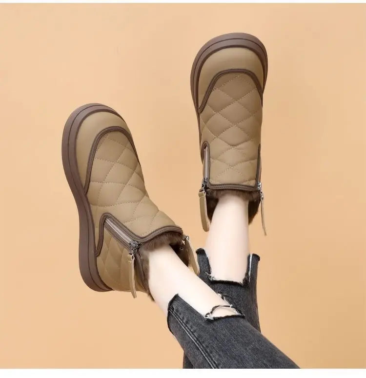 Bottines Neige Femme Hiver - Imperméables Zip Fourrées Plateforme