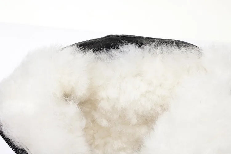 Bottines Femme Cuir Hiver - Fourrées Laine Chaudes Talons Moyens