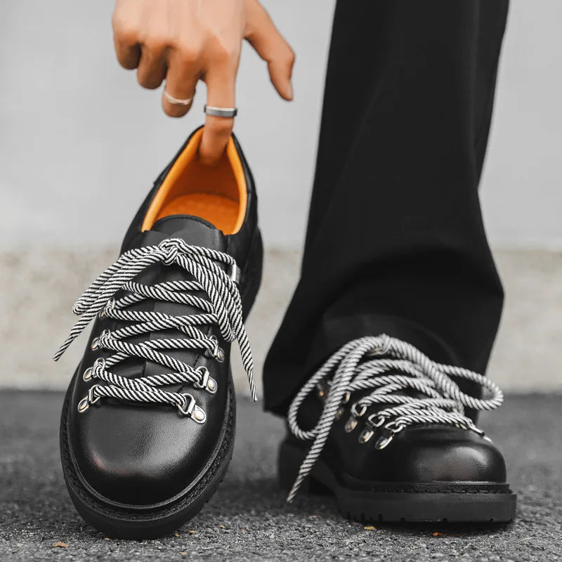 Chaussures Derby Mixte 2025 - Daim Cuir Unisexe Semelle Épaisse