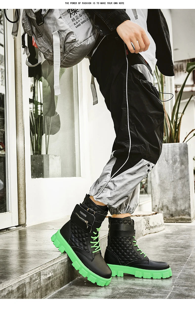 Bottines Homme Casual Hiver - Sneakers Montantes Zip Confort