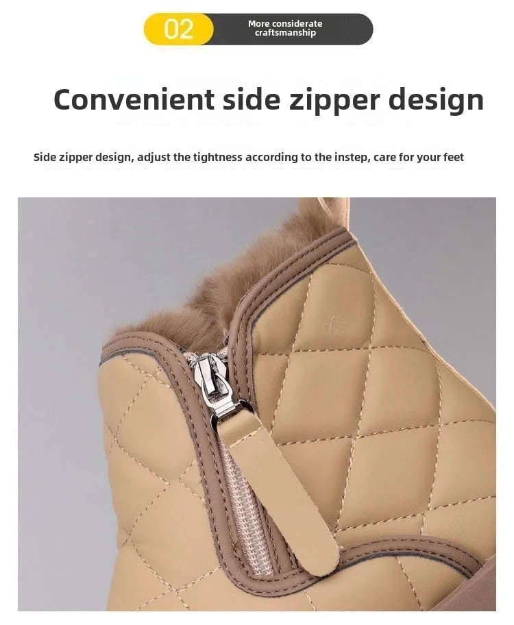 Bottines Neige Femme Hiver - Imperméables Zip Fourrées Plateforme