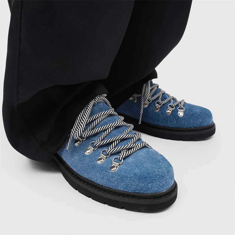 Chaussures Derby Mixte 2025 - Daim Cuir Unisexe Semelle Épaisse