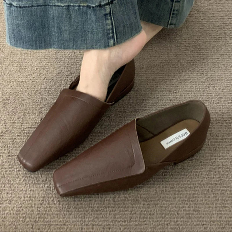 Mocassins Femme Cuir - Bout Carré Confort Marche Hiver 2025