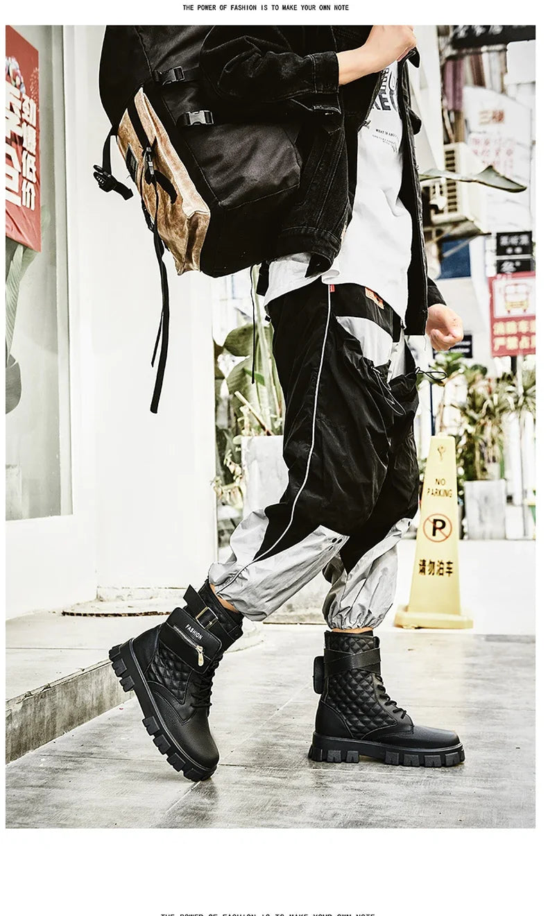 Bottines Homme Casual Hiver - Sneakers Montantes Zip Confort