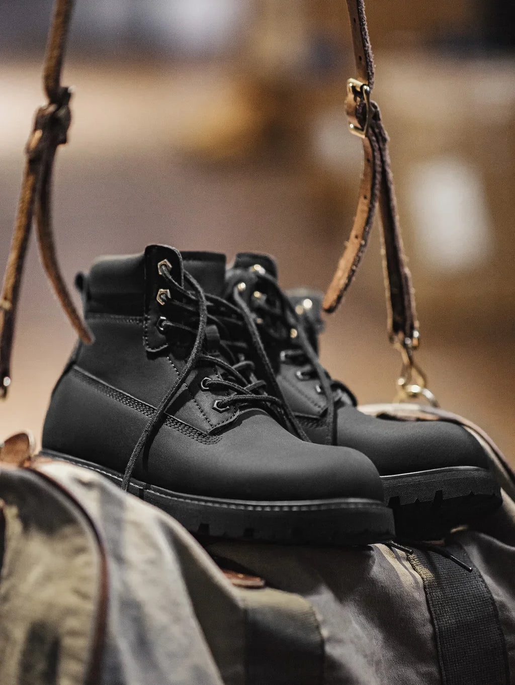 Bottes Homme Mi-Mollet Noires - Fourrées Travail Outdoor Rétro