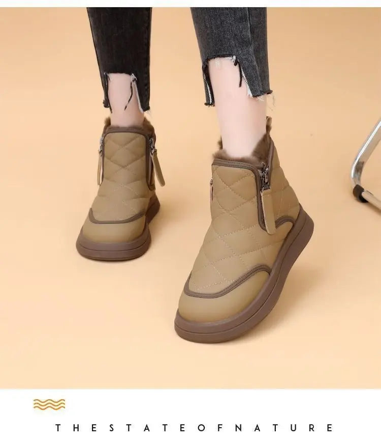 Bottines Neige Femme Hiver - Imperméables Zip Fourrées Plateforme