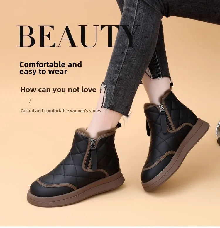 Bottines Neige Femme Hiver - Imperméables Zip Fourrées Plateforme