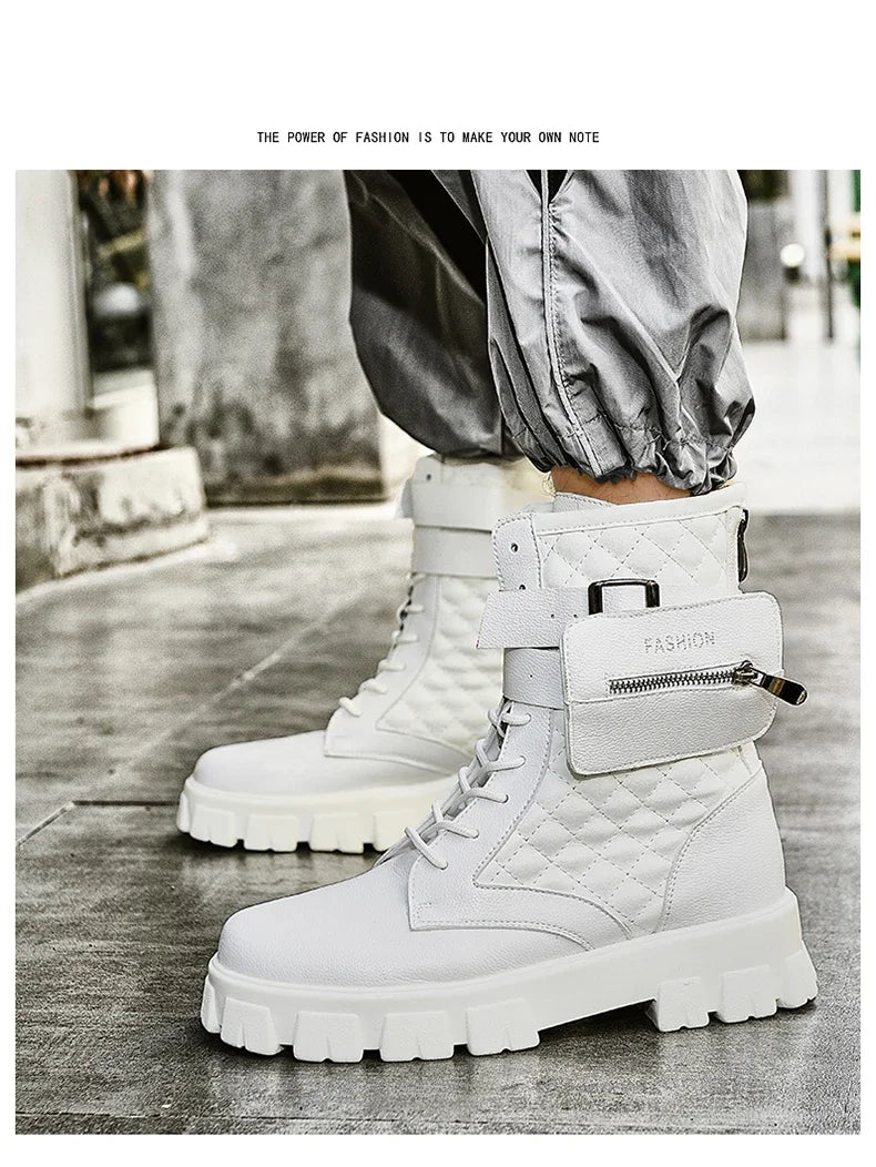 Bottines Homme Casual Hiver - Sneakers Montantes Zip Confort