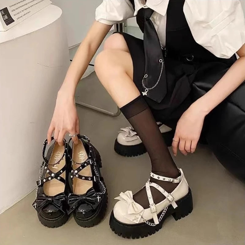 Chaussures Mary Jane Femme - Plateforme Punk Gothic Nœuds 2025