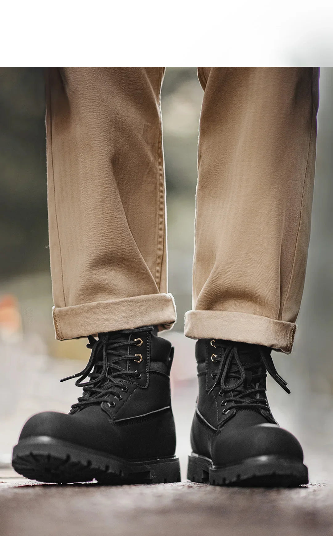 Bottes Homme Mi-Mollet Noires - Fourrées Travail Outdoor Rétro