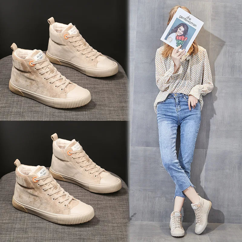 Sneakers Femme Hiver - Chaussures Casual Chaudes Confortables Outdoor