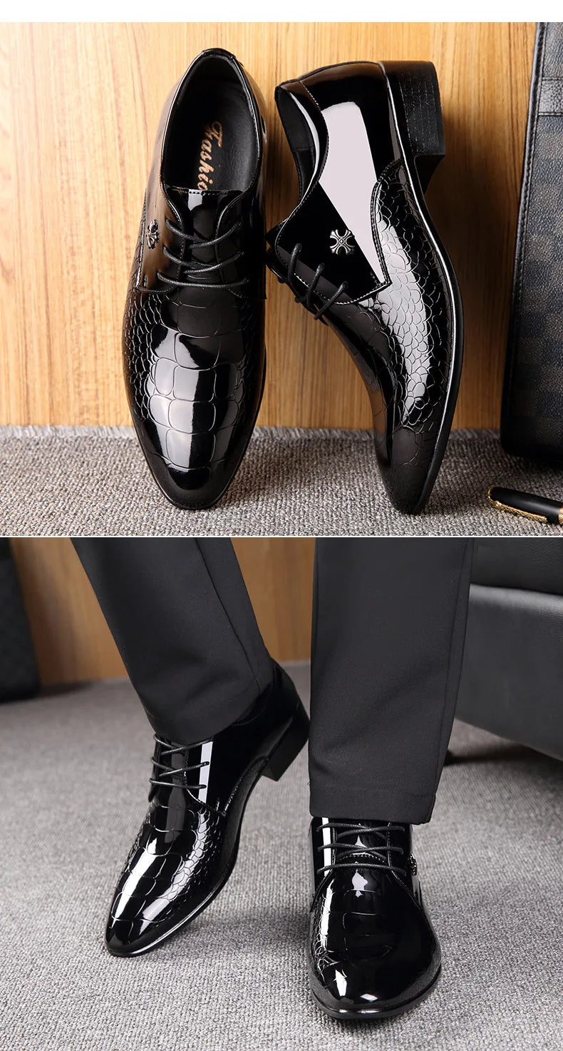 Chaussures Oxford Homme Mariage - Cuir Verni Bout Pointu Luxe