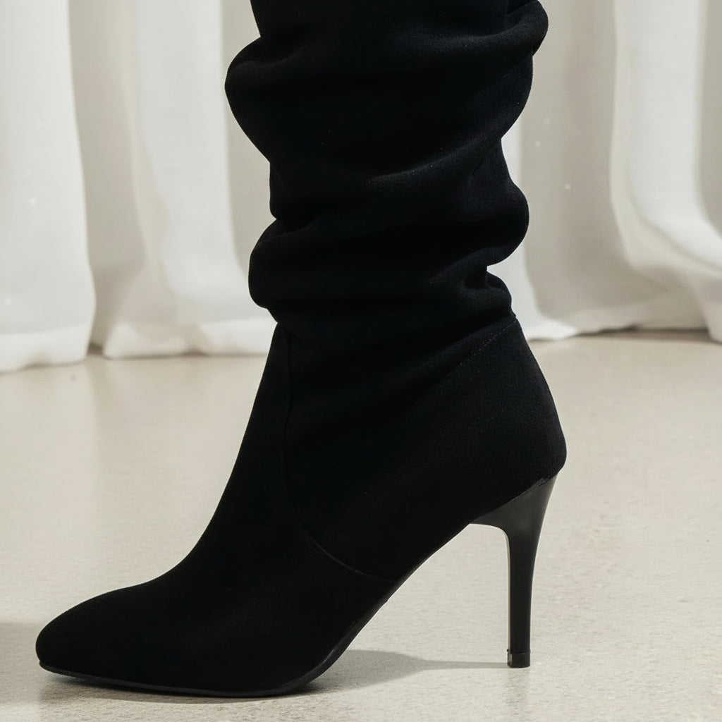 Bottes Hautes Femme - Talons Aiguilles Genou Daim Automne Hiver