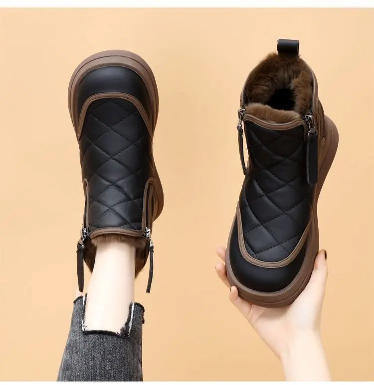Bottines Neige Femme Hiver - Imperméables Zip Fourrées Plateforme