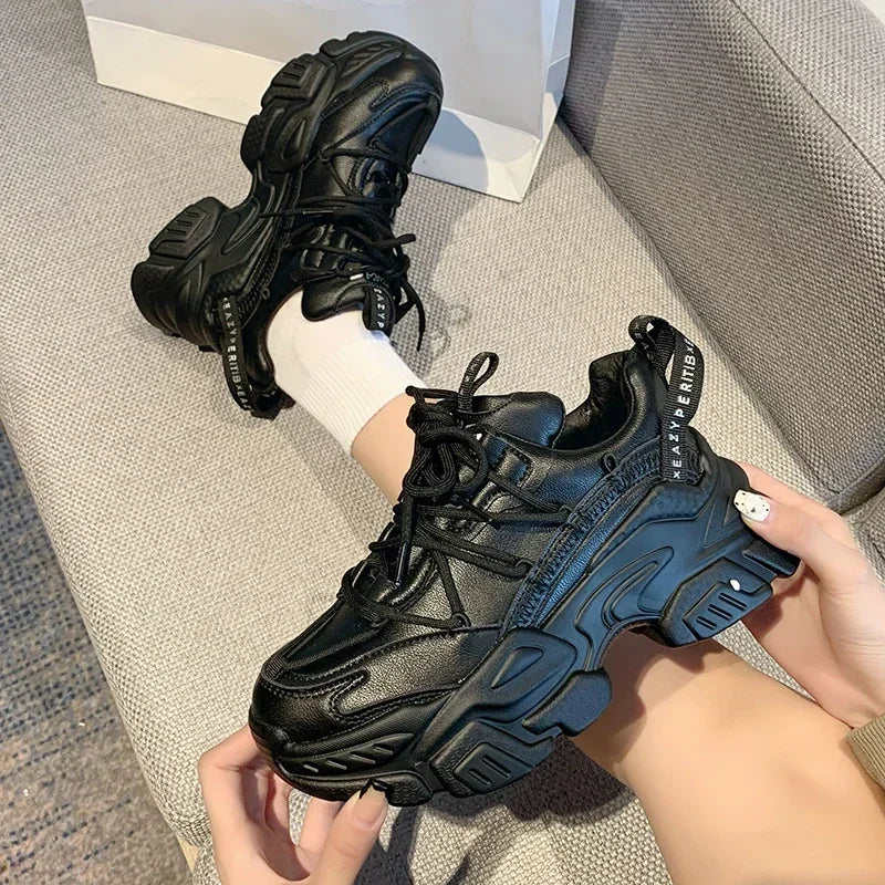 Sneakers Femme Plateforme Blanches - Compensées Cuir Casual Tendance