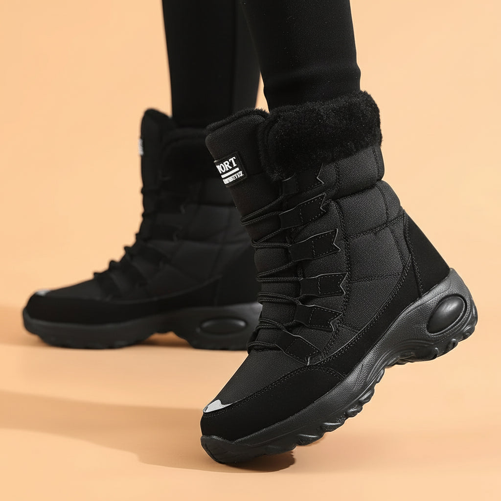 Bottes Neige Femme - Mi-Mollet Imperméables Lacets Chaudes Hiver