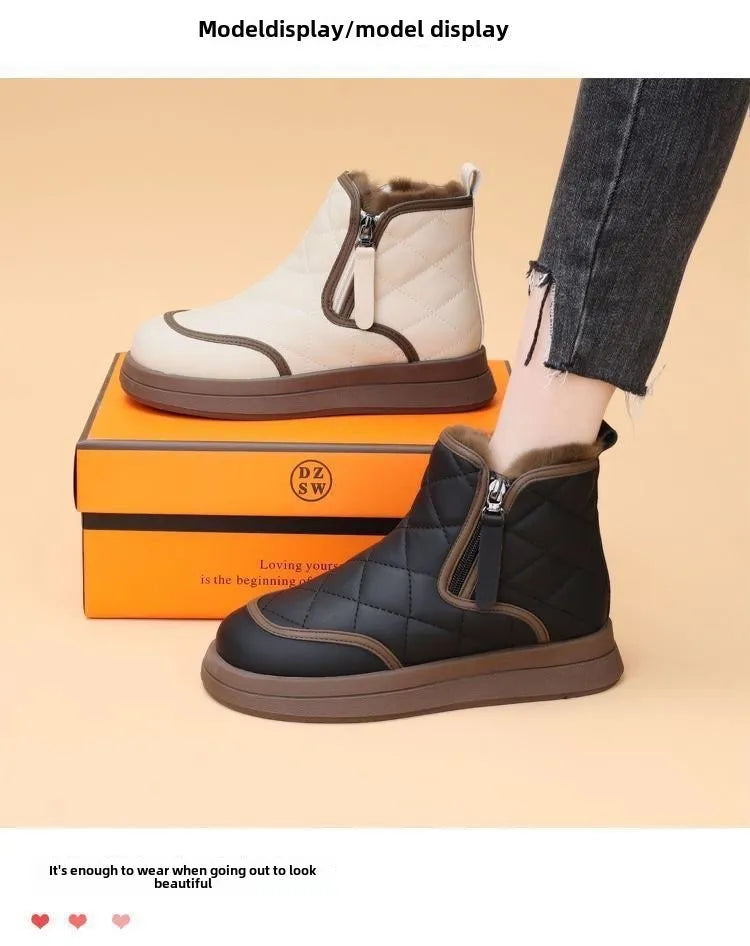 Bottines Neige Femme Hiver - Imperméables Zip Fourrées Plateforme