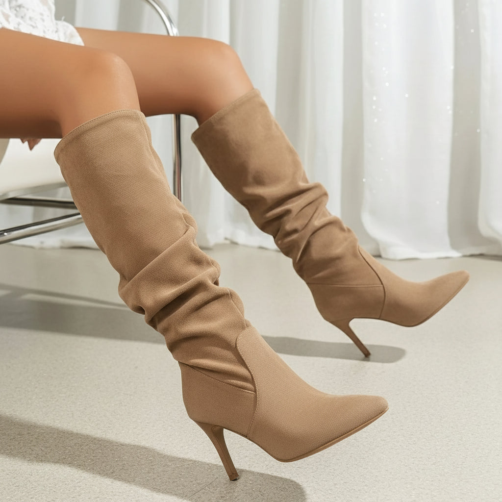 Bottes Hautes Femme - Talons Aiguilles Genou Daim Automne Hiver