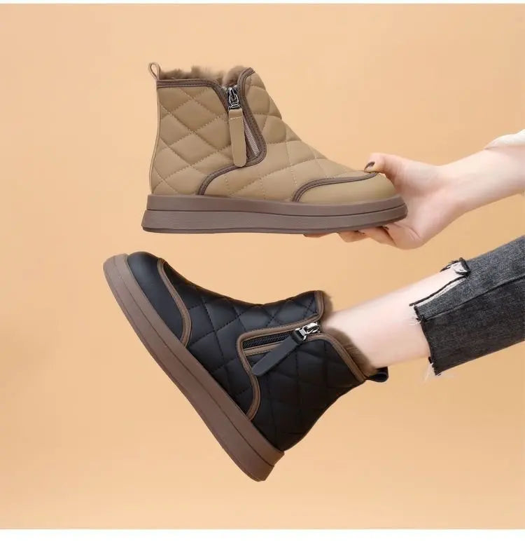 Bottines Neige Femme Hiver - Imperméables Zip Fourrées Plateforme